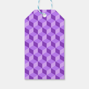 BRIGHT PURPLE GEOMETRIC CUBE PATTERNS GIFT TAGS