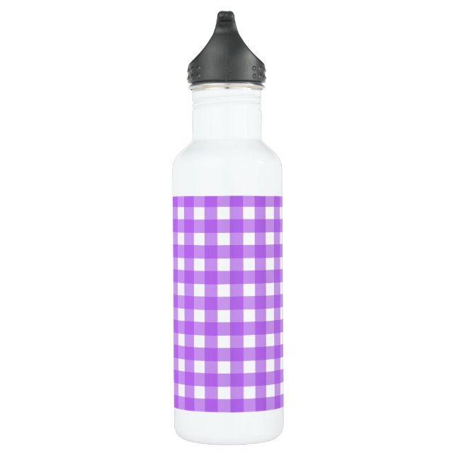 Bright purple gingham 710 ml water bottle (Right)