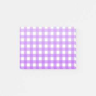 Bright purple gingham post-it notes