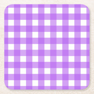 Bright purple gingham square paper coaster