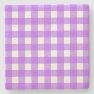 Bright purple gingham stone coaster