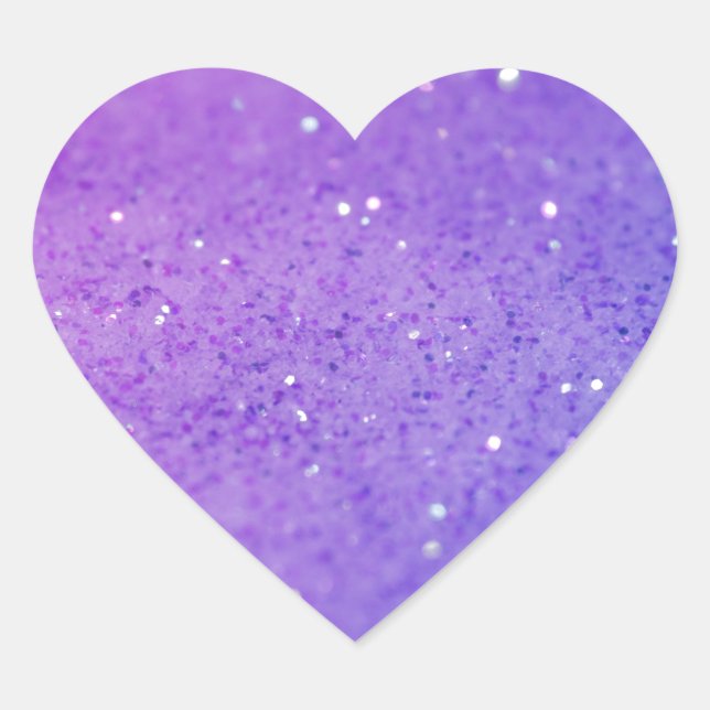 Bright Purple Glitter - Shiny, Sparkles Heart Sticker (Front)