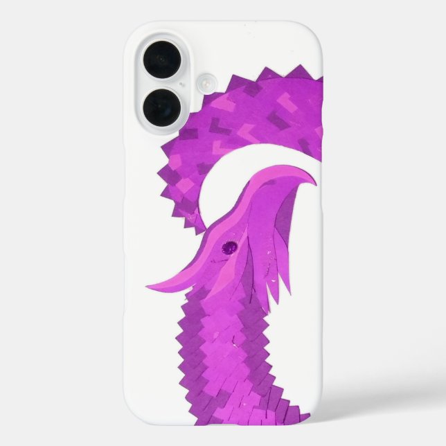 Bright purple heart dragon on white Case-Mate iPhone case (Back)
