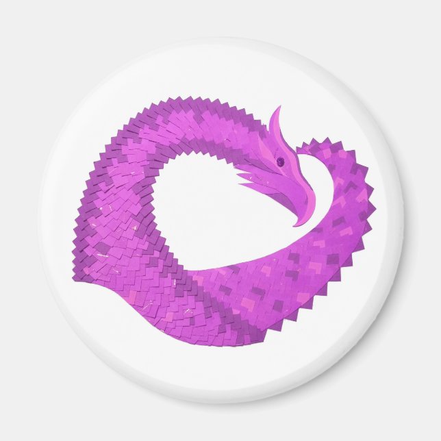 Bright purple heart dragon on white magnet (Front)