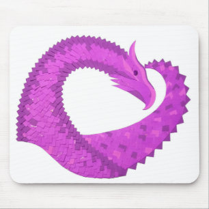 Bright purple heart dragon on white mouse mat