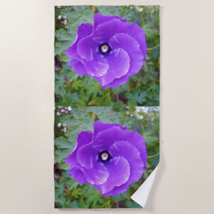 Bright Purple Hibiscus, Beach Towel