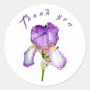 Bright Purple Iris Botanical Art Thank You Sticker