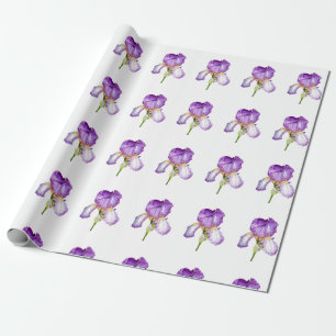 Bright Purple Iris Pattern Wrapping Paper