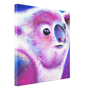 Bright purple Koala animal face art Canvas Print