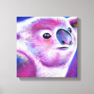 Bright purple Koala animal face art Canvas Print