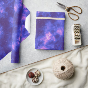 Bright Purple Nebula Night Sky Outer Space Wrapping Paper