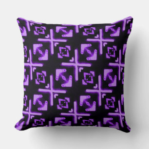 Bright Purple Neon Diagonal Pattern Throw Pillow
