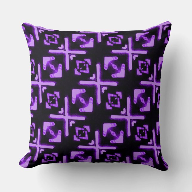 Bright Purple Neon Diagonal Pattern Throw Pillow (Front)