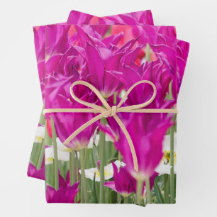 Bright Purple Pink Posies Wrapping Paper Sheet