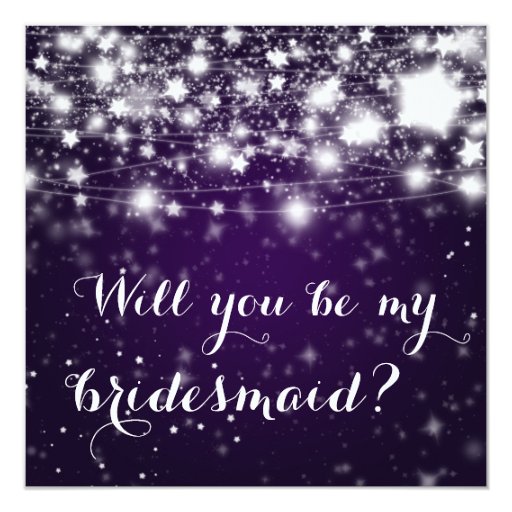 Image of Bright Purple| Stars Will You Be My Bridesmaid Invitation