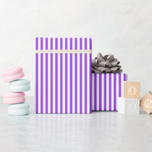 Bright Purple & White Stripes Wrapping Paper