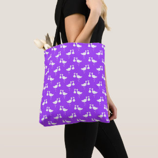BRIGHT PURPLE WITH TINY WHITE STORKS WITH BAG