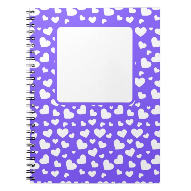 BRIGHT PURPLE WITH WHITE VALENTINE LOVE HEARTS NOTEBOOK (Front)