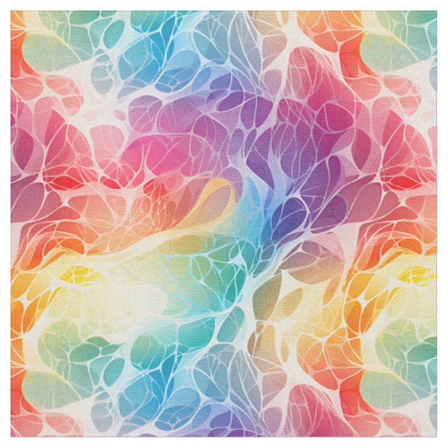 Bright Rainbow Abstract Fabric (Close Up)