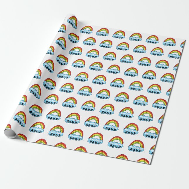 Bright Rainbow Baby Birth Blessing Birth Miracle Wrapping Paper (Unrolled)