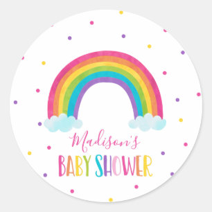 Bright Rainbow Baby Shower Classic Round Sticker