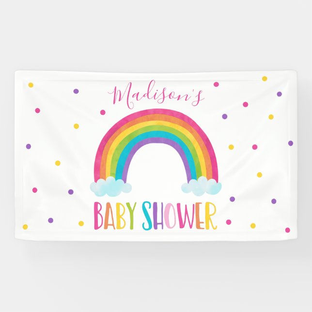 Bright Rainbow Baby Shower Welcome Banner (Horizontal)