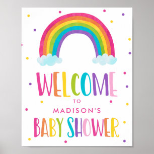 Bright Rainbow Baby Shower Welcome Poster