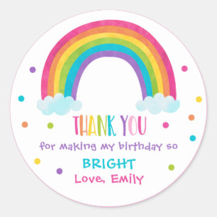 Bright Rainbow Birthday Party Gift Favour Classic Round Sticker