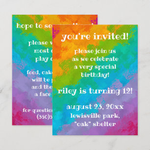 Bright Rainbow Birthday Party Invitations