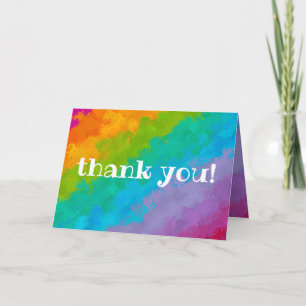 Bright Rainbow Birthday Party Thank You Card