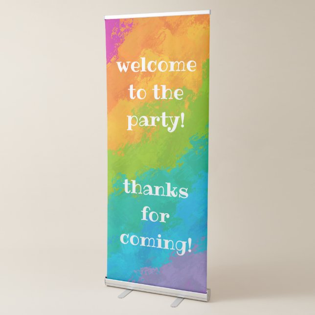 Bright Rainbow Birthday Party Vertical Retractable Banner (3/4)
