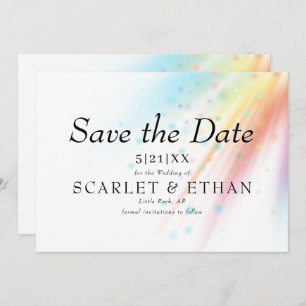 Bright Rainbow Bubble Light LGBTQ Wedding Save The Date