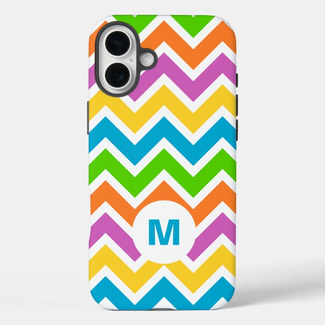 Bright Rainbow Chevron Monogram Case-Mate iPhone Case (Back)