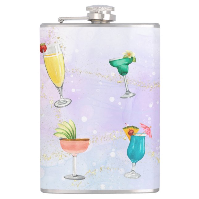 Bright rainbow cocktail party fun drinks hip flask (Front)