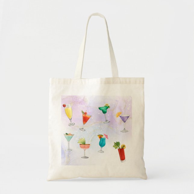 Bright rainbow cocktail party fun drinks tote bag (Front)