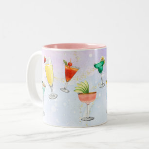 Bright rainbow cocktail party fun drinks Two-Tone coffee mug