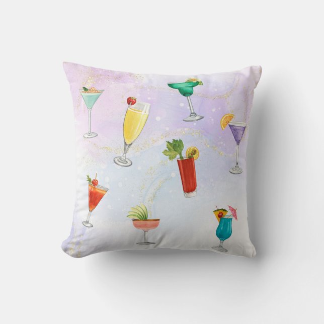Bright rainbow cocktail summer drinks celebrate cushion (Front)