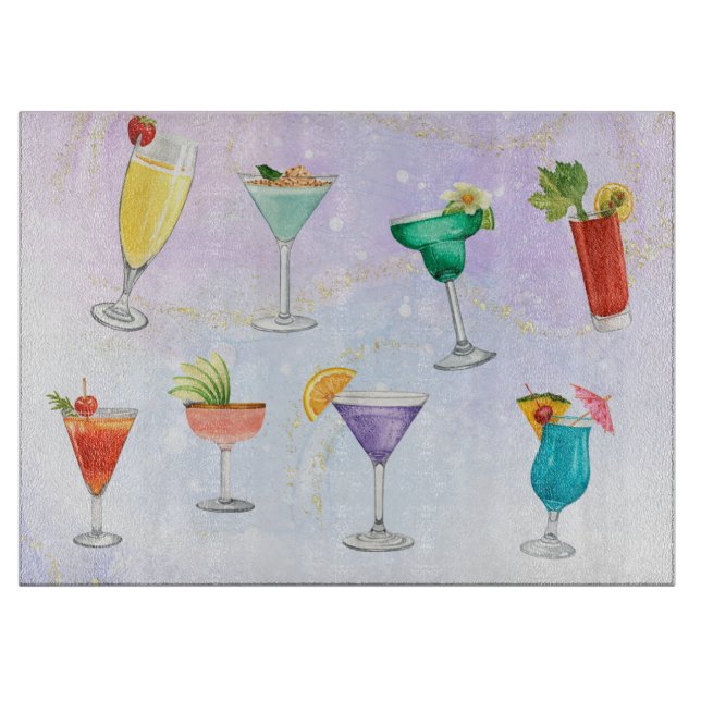 Bright rainbow cocktail summer drinks celebrate cutting board (Front)