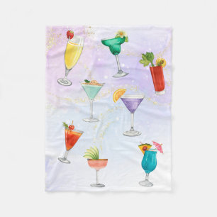 Bright rainbow cocktail summer drinks celebrate fleece blanket