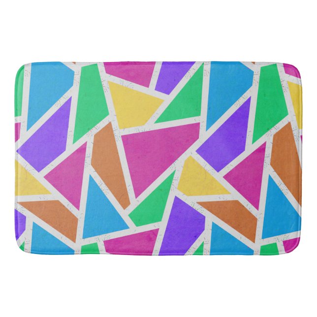 Bright rainbow colors mosaic bath mat (Front)