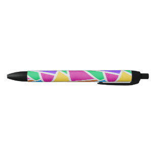 Bright rainbow colors mosaic black ink pen