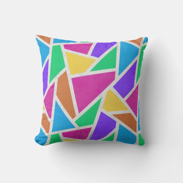 Bright rainbow colors mosaic cushion (Front)