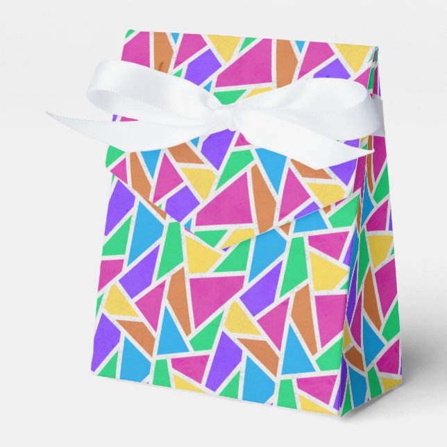 Bright rainbow colors mosaic favour box (Front Side)
