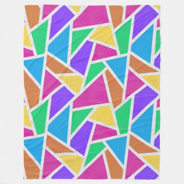 Bright rainbow colors mosaic fleece blanket (Front)
