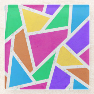 Bright rainbow colors mosaic glass coaster