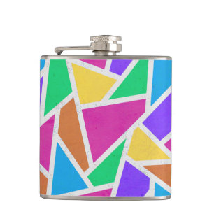 Bright rainbow colors mosaic hip flask