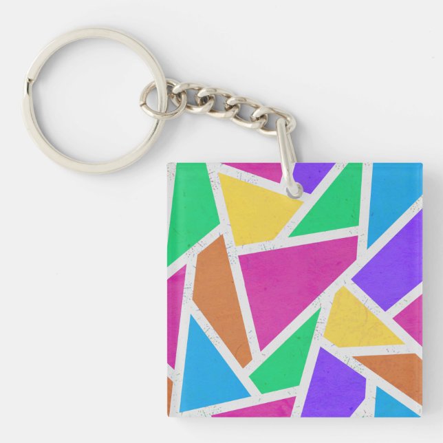 Bright rainbow colors mosaic key ring (Front)