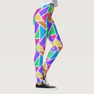 Bright rainbow colors mosaic leggings