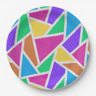 Bright rainbow colors mosaic paper plate
