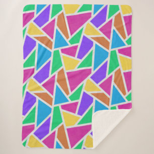 Bright rainbow colors mosaic sherpa blanket